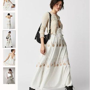 Free People- Real Love Embroidered Dress XS Color WHITE